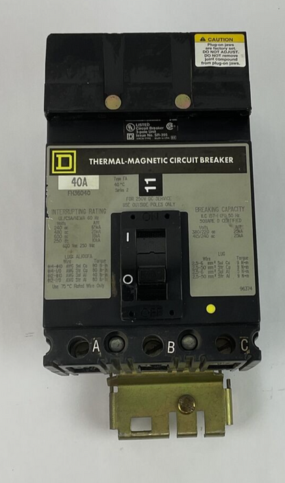 SQUARE D FH36040 CIRCUIT BREAKER SER.2 600V 40A