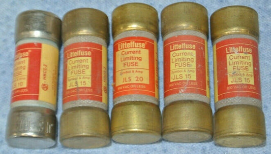 LOT of 5 / LITTELFUSE JLS10, JLS15, JLS20 CURRENT-LIMITING FUSES