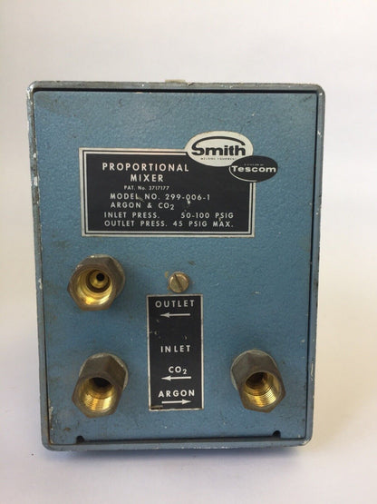 SMITH PROPORTIONAL MIXER 299-006-1 ARGON &CO2 INLET PRESS 50-100 PSIG OUTLET