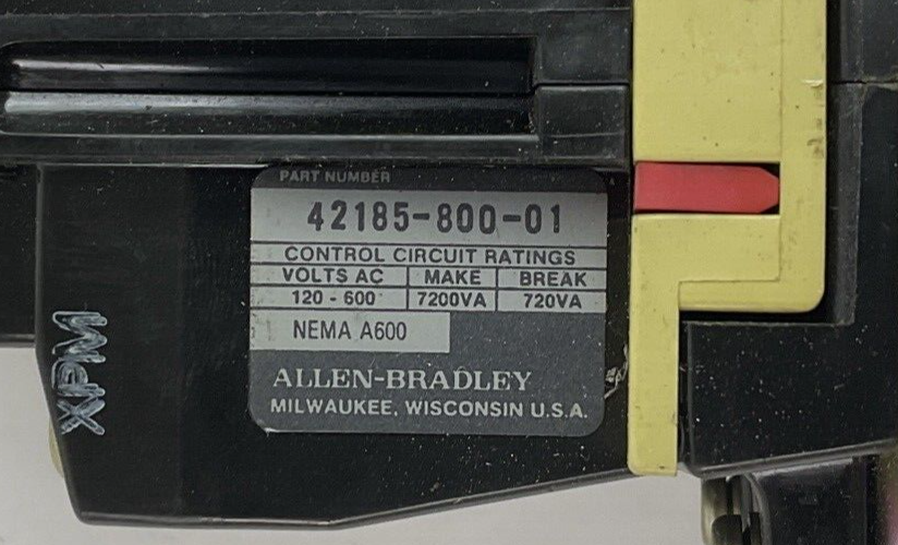 ALLEN BRADLEY 509-A0D STARTER SER.B W/CB236 COIL & AUX. CONTACT 595-A(2)