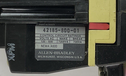 ALLEN BRADLEY 509-A0D STARTER SER.B W/CB236 COIL & AUX. CONTACT 595-A(2)
