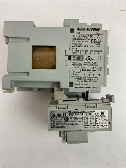 ALLEN BRADLEY STARTER 100-C09Z*10 CONTACTOR COIL 24VDC 193-EA1EB SER B 1.6-5.0A