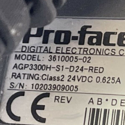 PRO-FACE 3610005-02 OPERATOR PANEL 24VDC 0.625A R REV: A