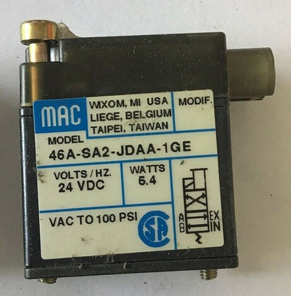 MAC 46A-SA2-JDAA-1GE SOLENOID VALVE 24VDC 5.4WATT 100PSI  ***LOTOF4***