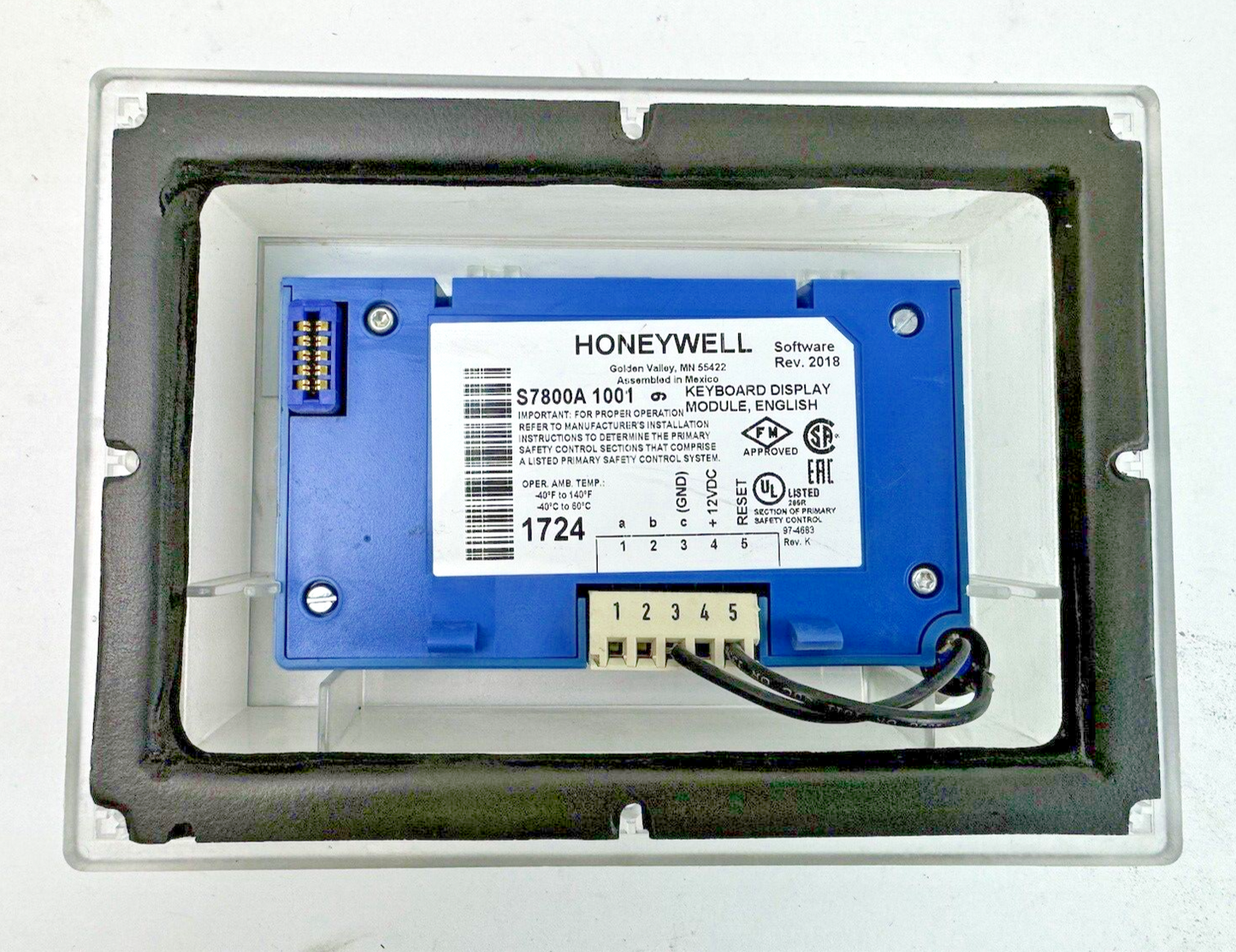 HONEYWELL - S7800 A 1001 REV. K - KEYBOARD DISPLAY MODULE IN CASE-BURNER CONTROL