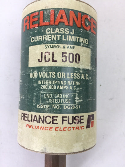 RELIANCE JCL500 CURRENT LIMITING FUSE 500A 600VAC CLASS J