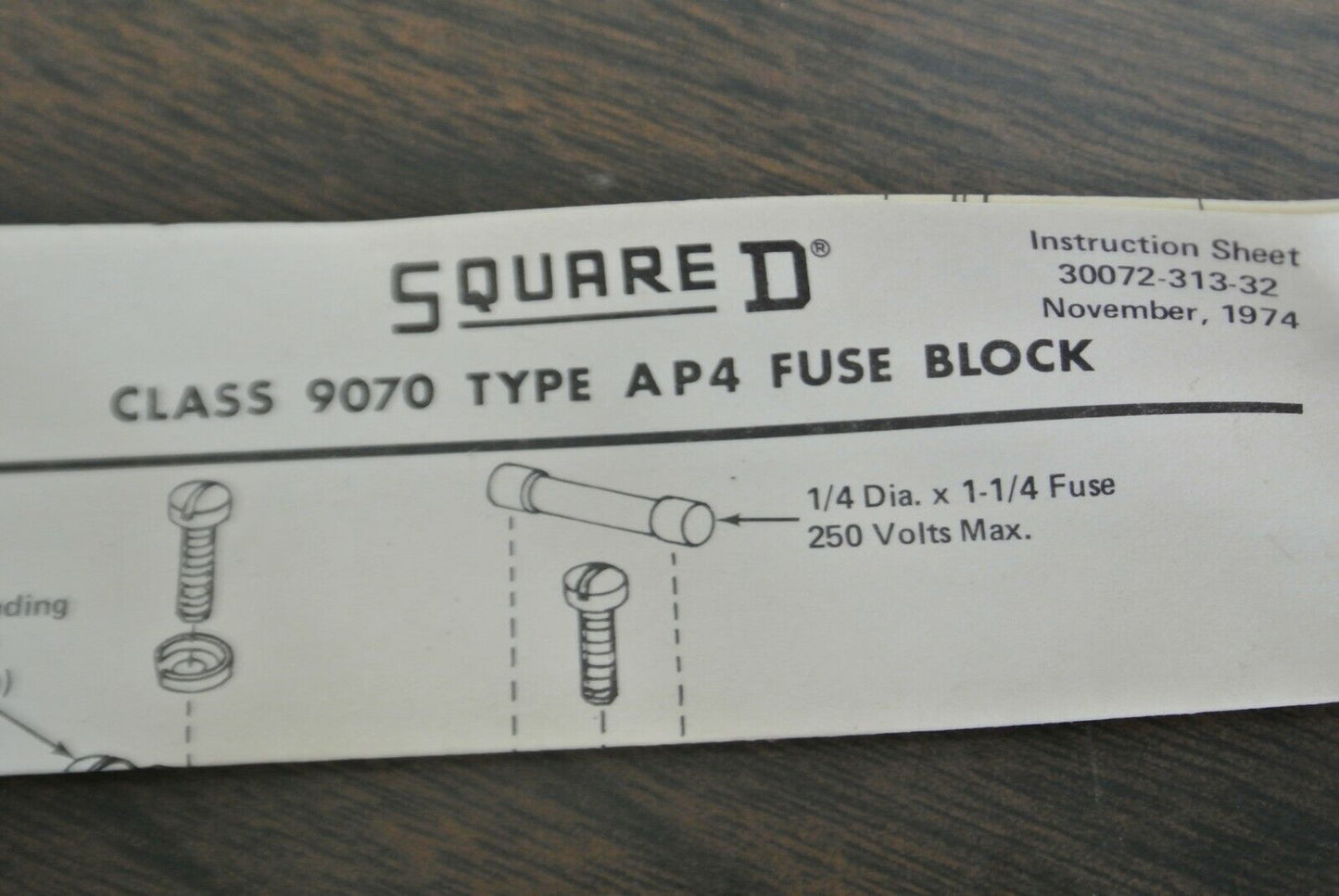 LOT of 6 / SQUARE D CLASS 9070 / AP-4 FUSE BLOCK / 250V / NEW SURPLUS