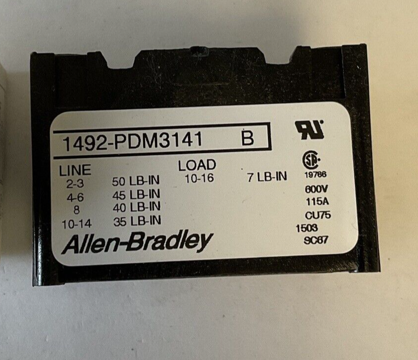 ALLEN BRADLEY 1492-PDM3141 POWER TERMINAL BLOCK SER.B 600V