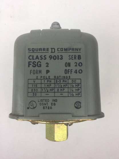 SQUARE D CLASS 9013 TYPE FSG2-S11 PRESSURE SWITCH SERIES B