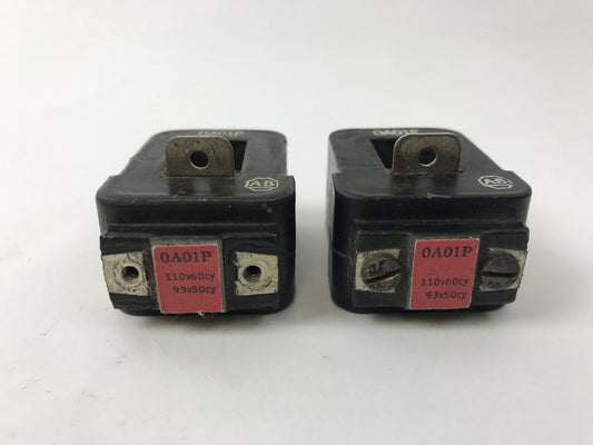 ALLEN BRADLEY 0A01P OAO1P COIL 110 V, 60 HZ, 93 V, 50 HZ, USED GOOD CONDITION