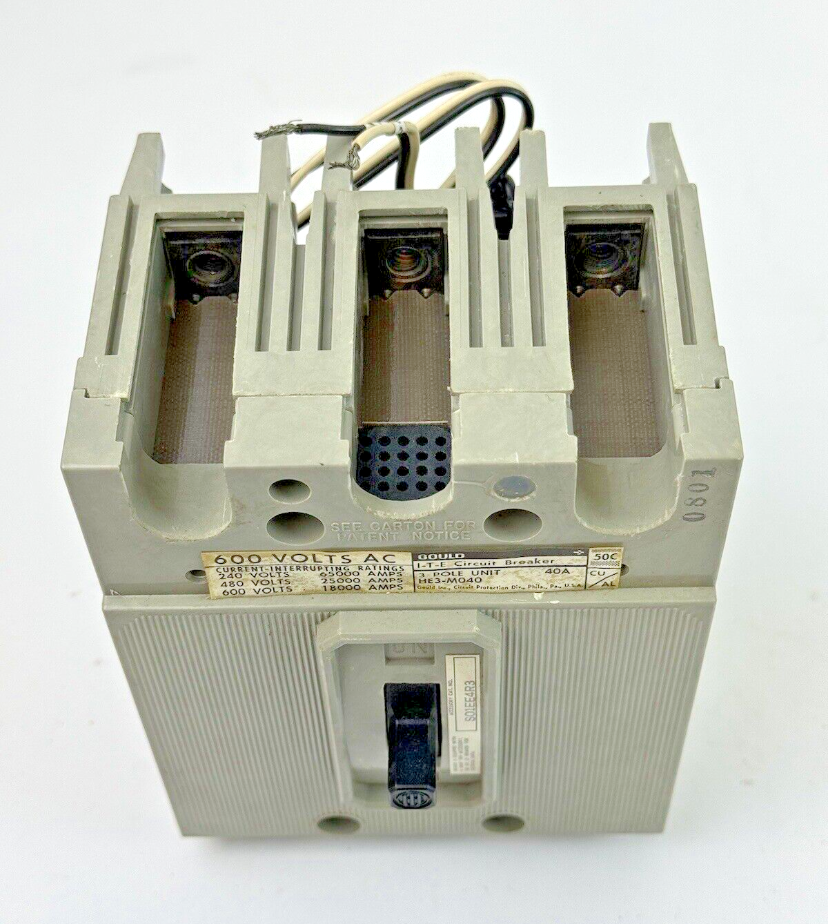 GOULD - HE3M040 - CIRCUIT BREAKER - 40A/3 POLE/600VAC & S01EE4R3 SHUNT TRIP