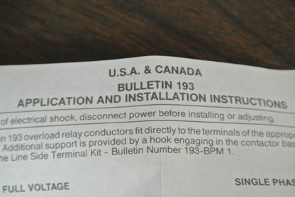 ALLEN-BRADLEY 193-BSC20 BIMETALLIC OVERLOAD RELAY 16A-20A - NEW SURPLUS