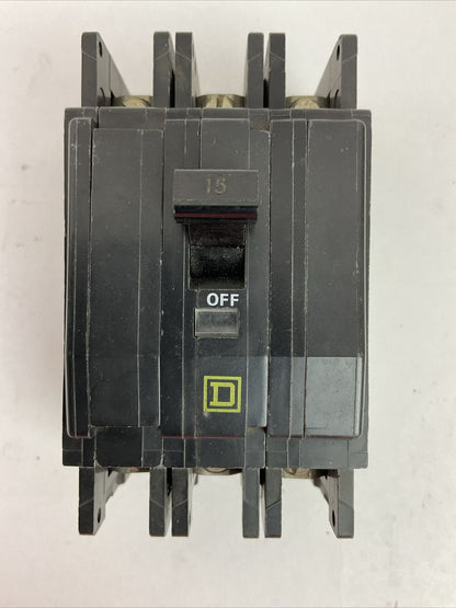 SQUARE D QOU315 3POLE CIRCUIT BREAKER 15AMP 240VAC