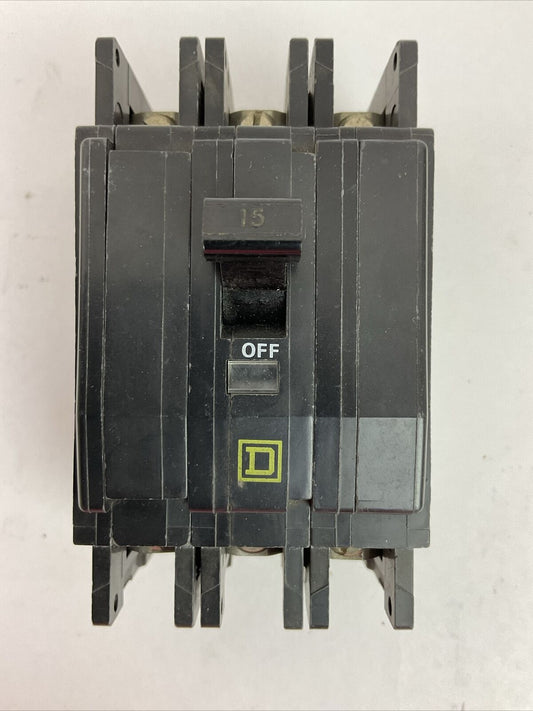 SQUARE D QOU315 3POLE CIRCUIT BREAKER 15AMP 240VAC