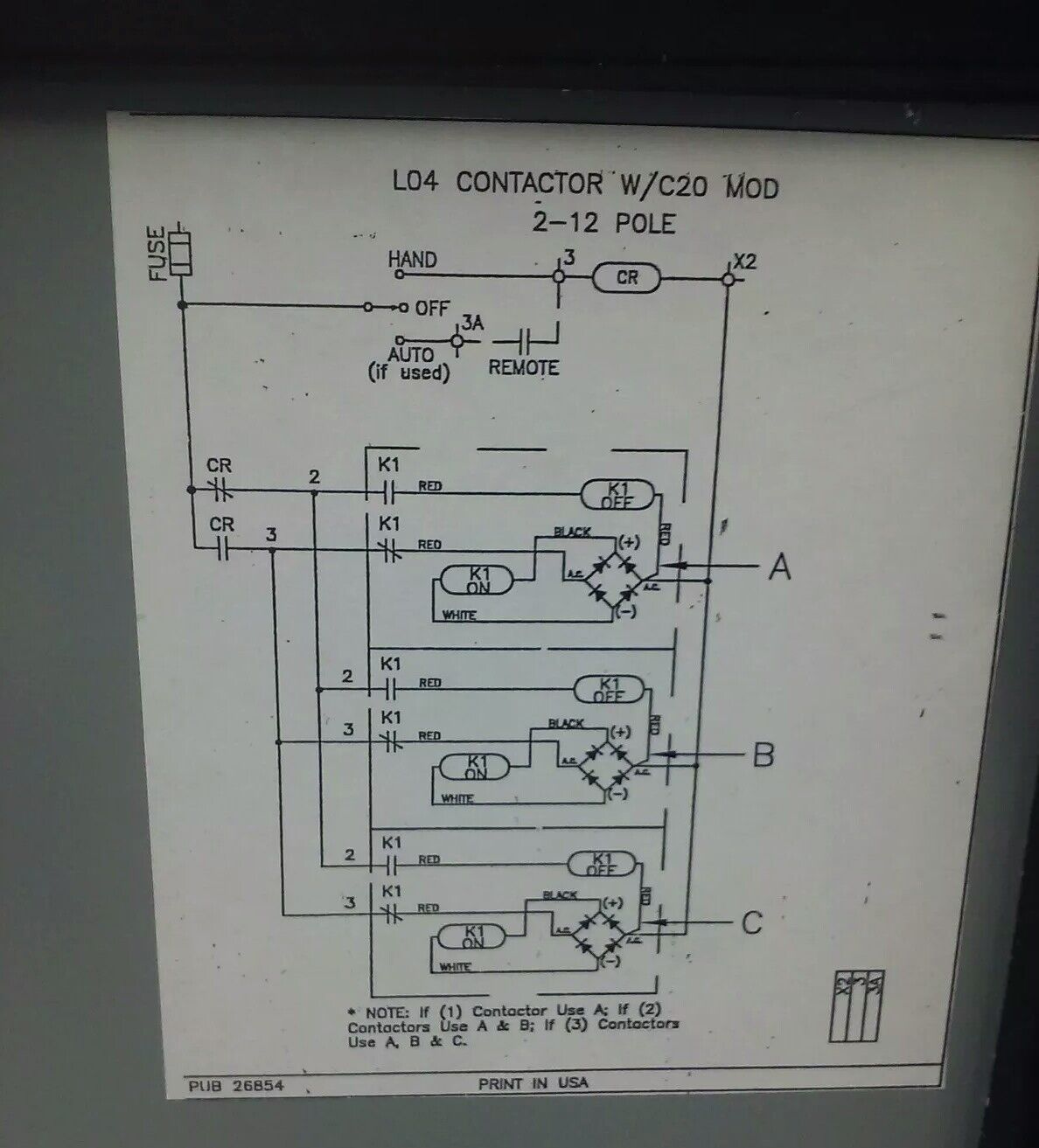 CUTLER HAMMER ECL04C1A8A SERIES A1 LIGHTING CONTACTOR TYPE 1 ENCL A202K1DAM