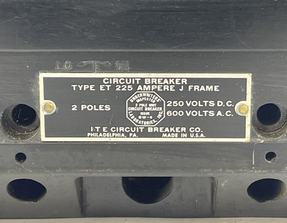 ITE - ET5906 - MOLDED CASE ET-225 FRAME CIRCUIT BREAKER - 200 A, 2 POLE, 600 VAC