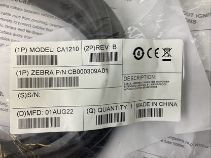 ZEBRA CB000309A01 REV B CA1210 POWER CABLE