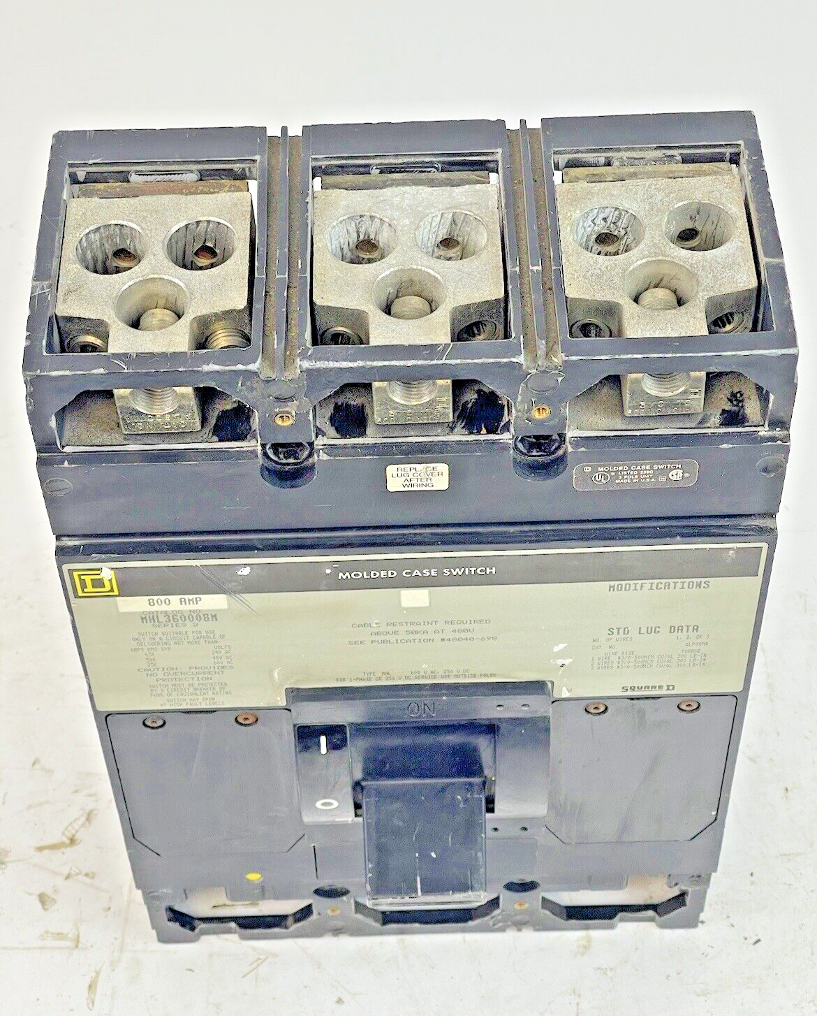 SQUARE D - MHL360008M SERIES 2 - CIRCUIT BREAKER - 800 A, 480 VAC, 3 POLE