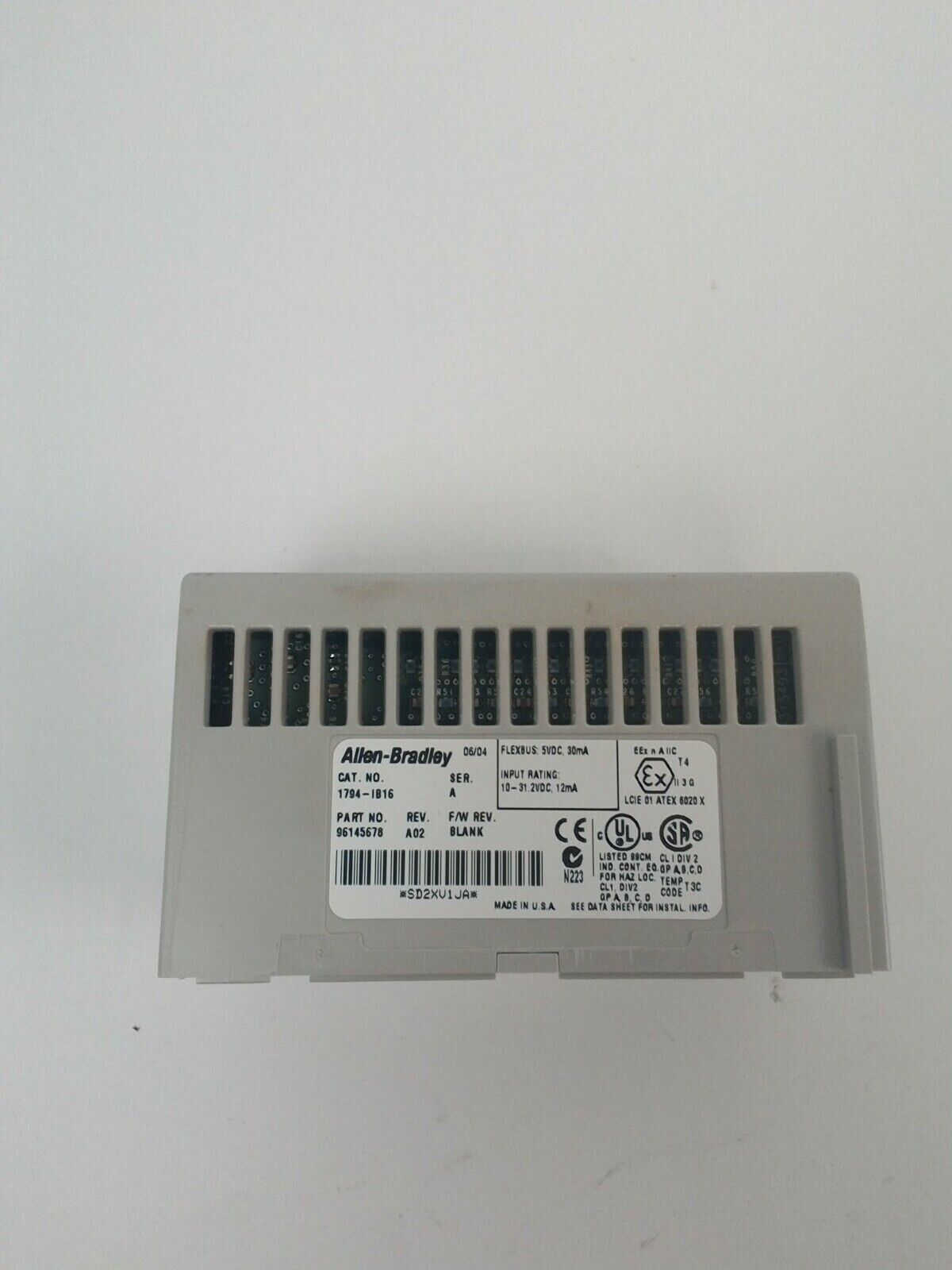 ALLEN BRADLEY 1794-IB16 FLEX I/O 24VDC SINK INPUT REV.A02 F/W REV.BLANK