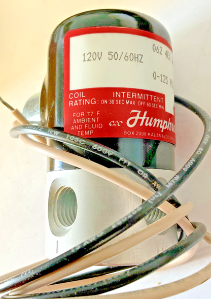 HUMPHREY 062 4E1 36 SOLENOID VALVE 0-125PSI 120V 50/60HZ