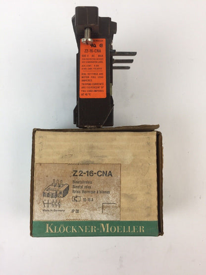 KLOCKNER MOELLER Z2-16-CNA BIMETAL RELAY 600VAC 10-16AMP