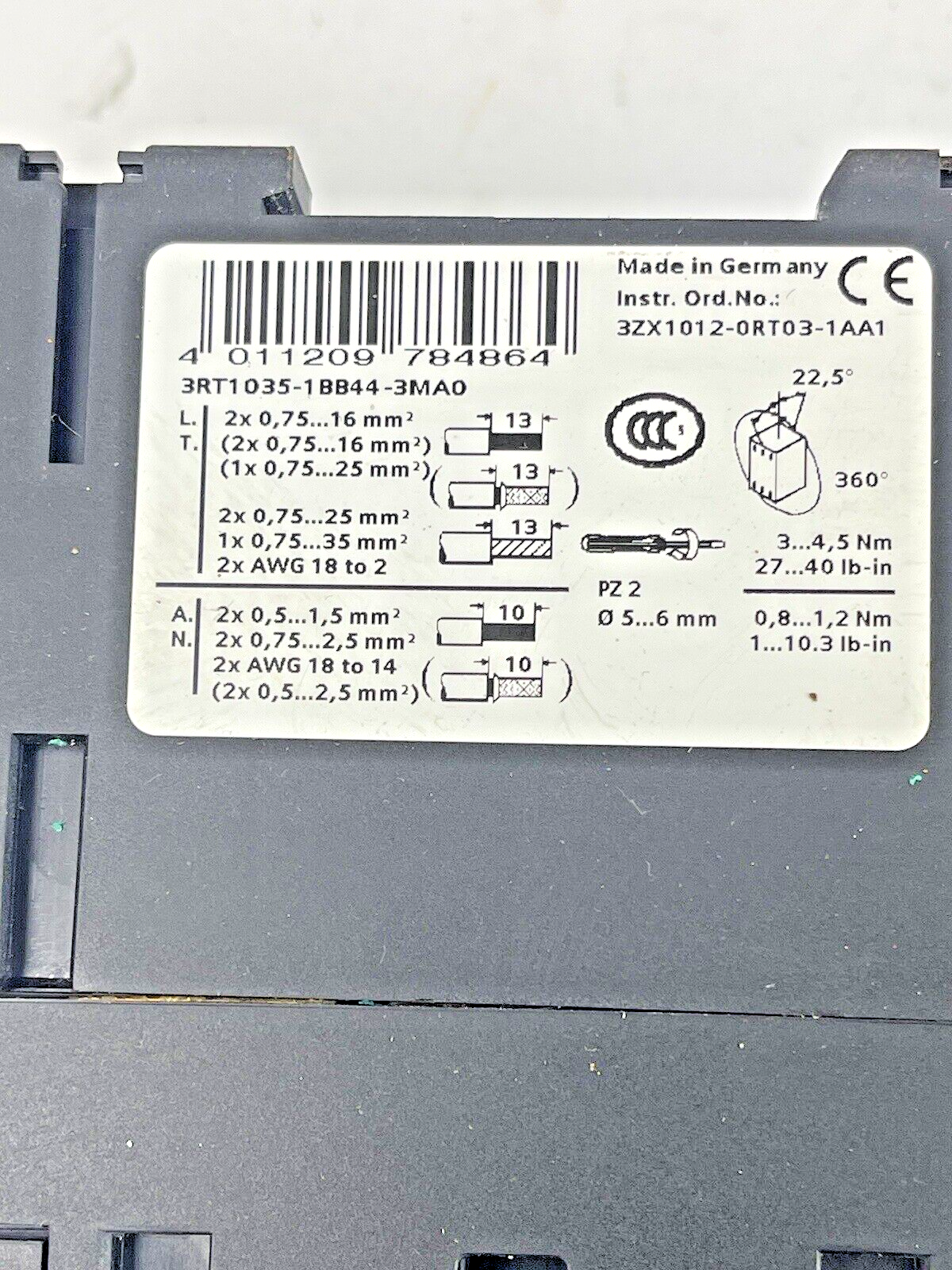 SIEMENS - 3RT1035-1BB44-3MA0 -CONTACTOR - 3RH1921-2HA22-3AA1 & 3RT1926-1BB00