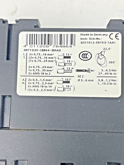 SIEMENS - 3RT1035-1BB44-3MA0 -CONTACTOR - 3RH1921-2HA22-3AA1 & 3RT1926-1BB00