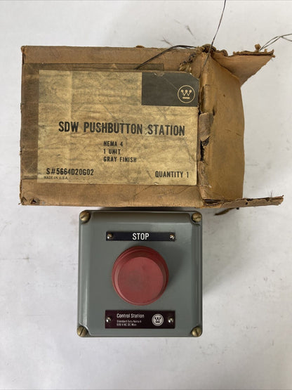 WESTINGHOUSE 5664D20G02 SDW PUSHBUTTON STATION 600V AC/DC NEMA 4 STANDARD DUTY