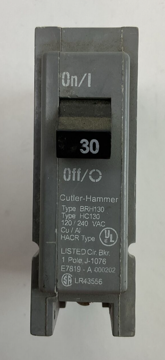 CUTLER HAMMER BRH130 CIRCUIT BREAKER 1POLE 30AMP 120/240VAC