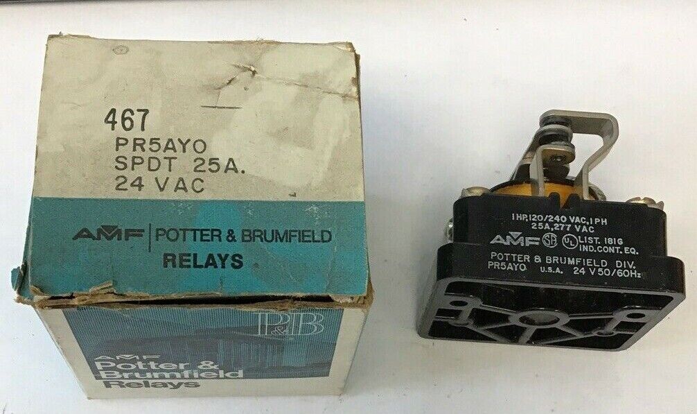 POTTER & BRUMFIELD PR5AYO RELAY SPDT 25A 24 VAC