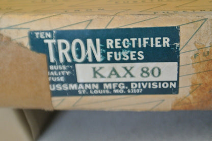 BOX of 10 / BUSSMANN / TRON KAX80 RECTIFIER FUSE / 250V / 80A / NEW SURPLUS