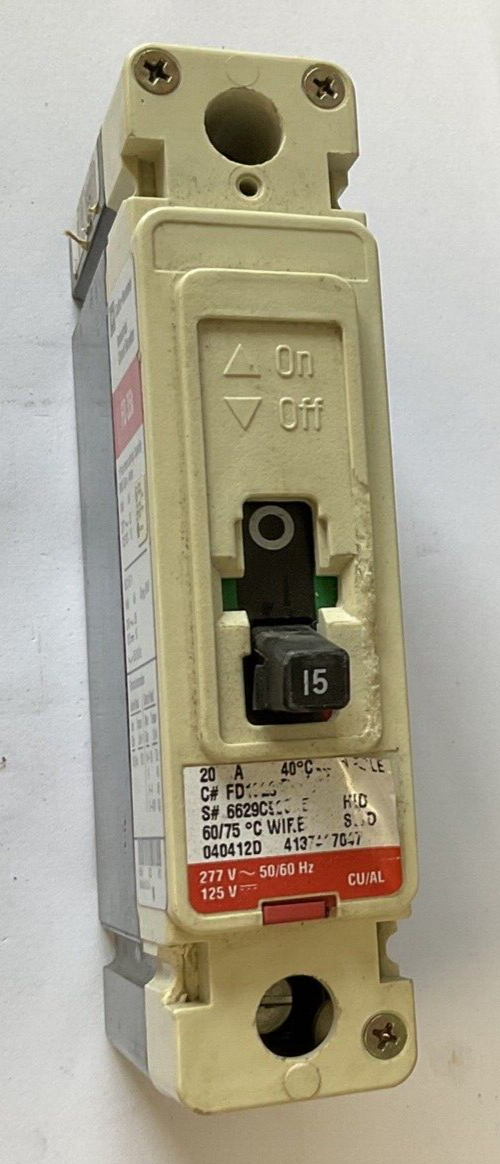 CUTLER HAMMER FD1015 CIRCUIT BREAKER 15A 35K 277VAC 1POLE