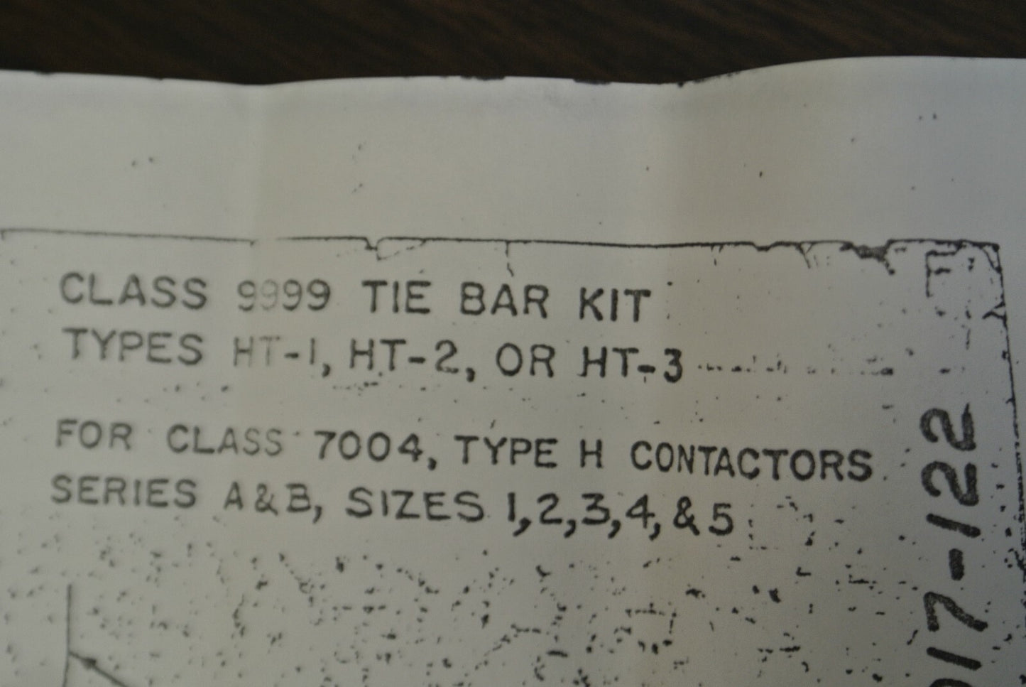 SQUARE D / 9999 HT-3 TIE BAR KIT for CLASS 7004 TYPE H CONTACTORS / NEW SURPLUS