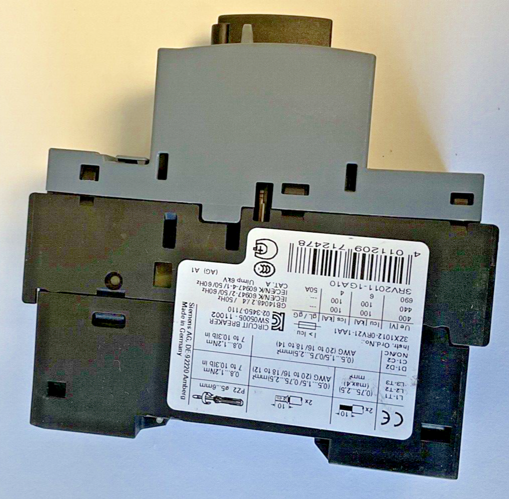SIEMENS 3RV2011-1GA10 CONTACTOR 82A CLASS10 CAT.A 50/60HZ ***LOTOF2***