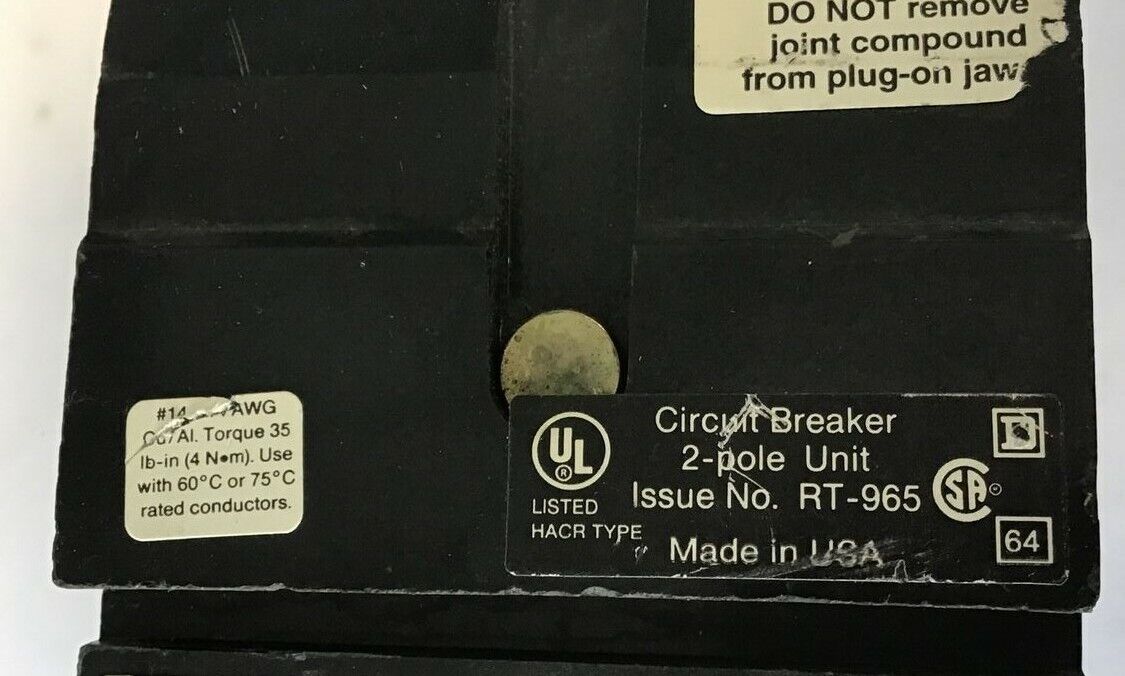 SQUARE D FA22030AB CIRCUIT BREAKER 30AMP SER.2 240VAC/250VDC