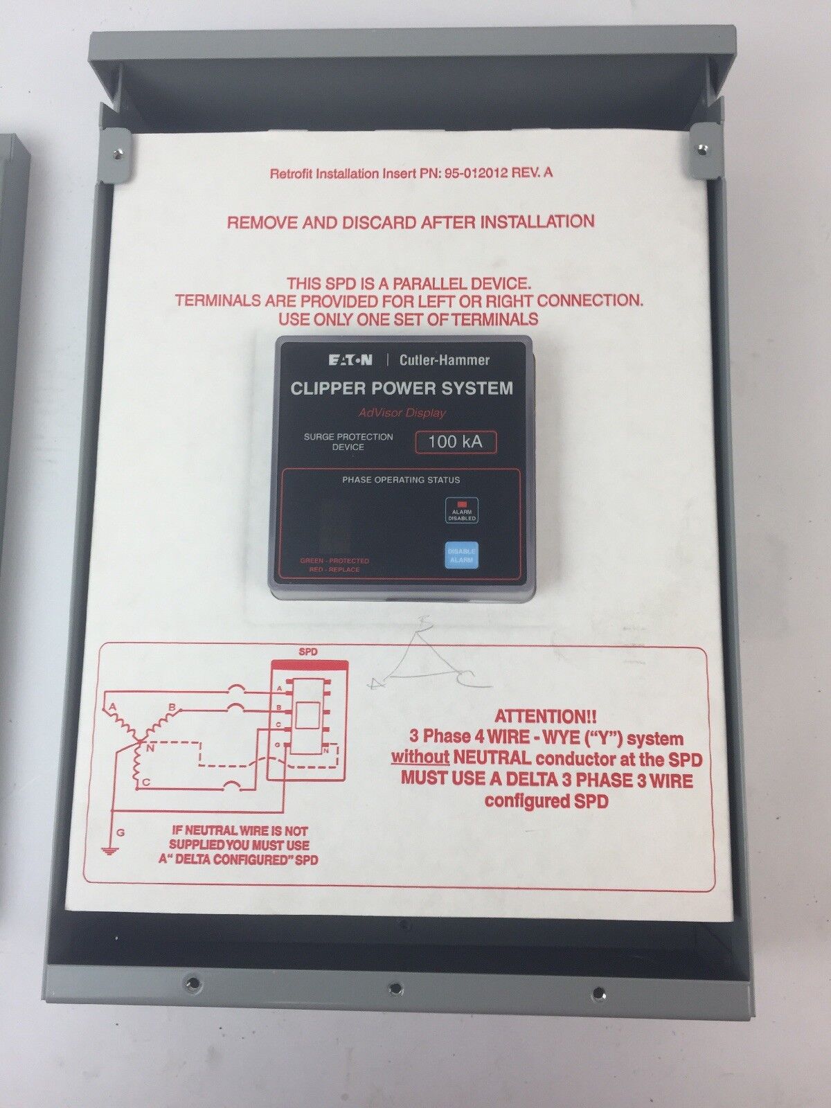EATON CUTLER HAMMER CPS100480YSK CLIPPER POWER SYSTEM VISOR 480Y/277VAC 3PH