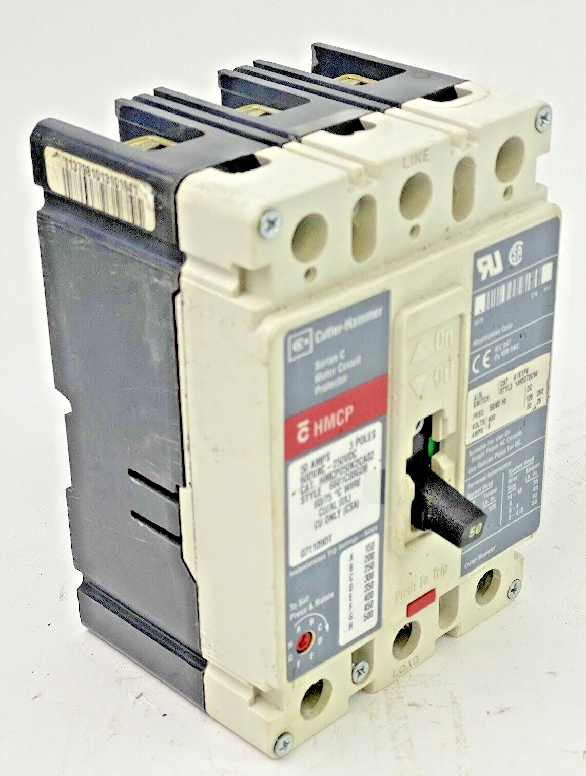 WESTINGHOUSE / EATON -HMCP050K2CA02- MOTOR CIRCUIT PROTECTOR - 50A/3POLE/600VAC