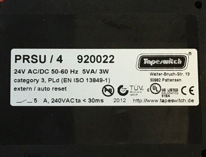 TOP SWITCH PRSU/4 SAFETY RELAY 24VAC/DC 50-60HZ 5VA/3W