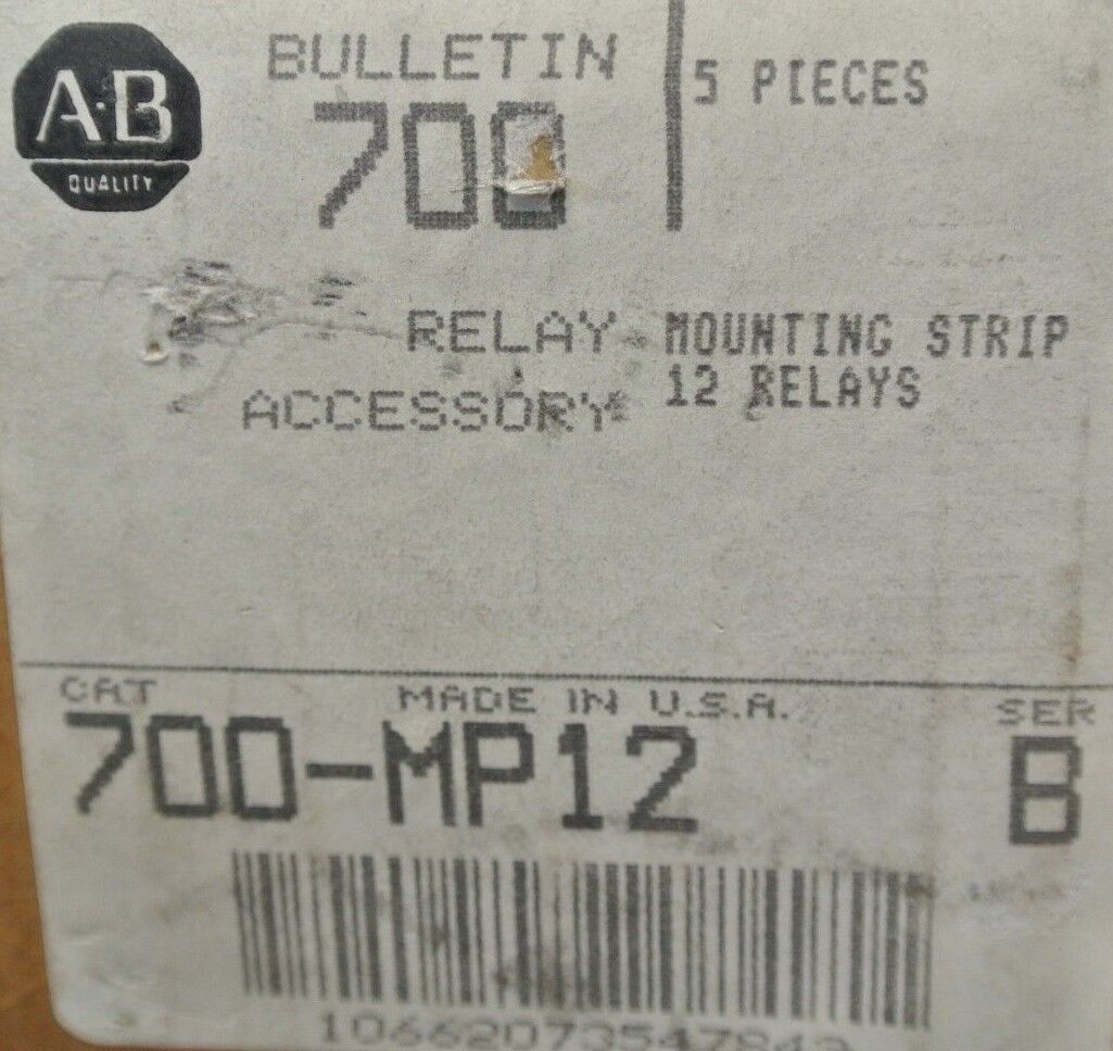 BOX of 5 ALLEN-BRADLEY 700-MP12 RELAY MOUNTING STRIP for 12 RELAYS / NEW SURPLUS