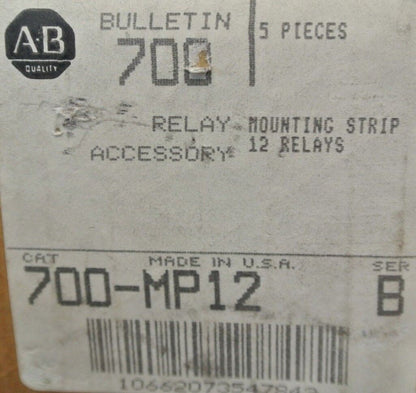 BOX of 5 ALLEN-BRADLEY 700-MP12 RELAY MOUNTING STRIP for 12 RELAYS / NEW SURPLUS