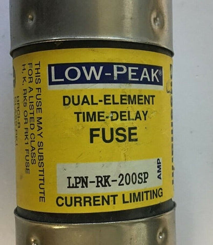 BUSSMANN LPN-RK-200SP FUSE LOW PEAK DUAL ELEMENT TIME DELAY CLASS RK1