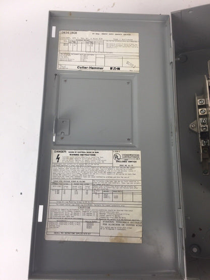CUTLER HAMMER DH361NGK FUSIBLE HD SAFETY SWITCH 600VAC 30AMP 3P TYPE 1 20HP 3PH