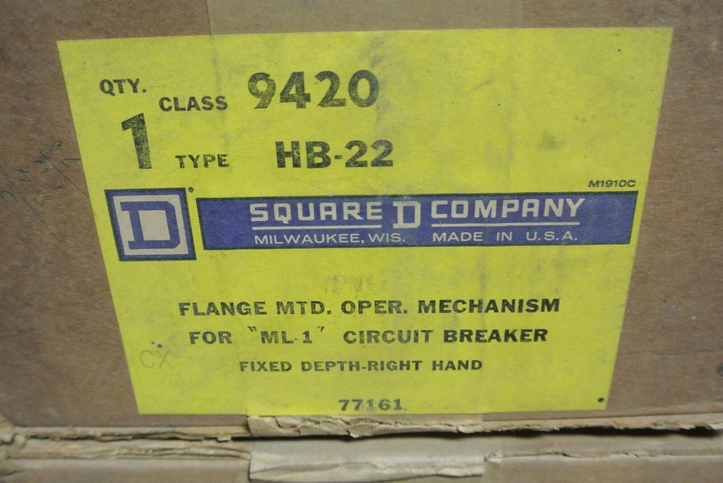SQUARE D 9420 HB-22 FLANGE-MOUNT OPERATING MECHANISM for ML-1 BRKRS NEW SURPLUS