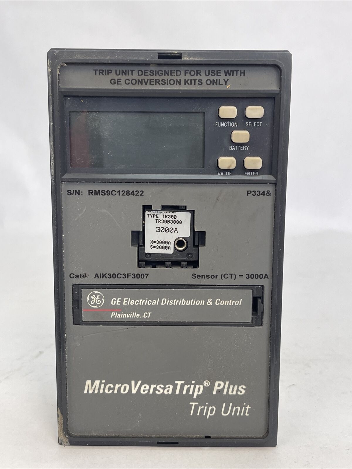 GE AIK30C3F3007 MICRO VERSA TRIP PLUS TRIP UNIT WITH TR30B3000 TRIP 3000A