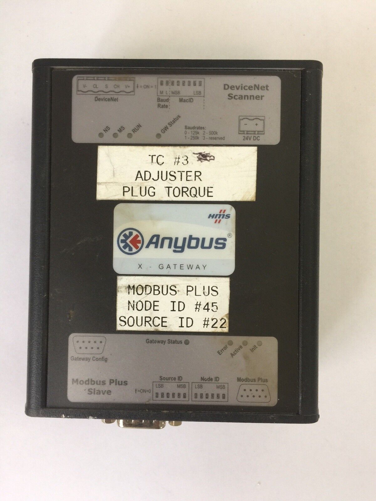 HMS ABX-DEVM-MBPS MODBUS PLUS SLAVE INPUT POWER 24VDC 300mA DEVICENET SCANNER