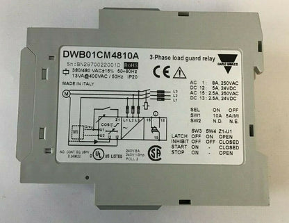 CARLO GAVAZZI DWB01CM4810A 3-PHASE LOAD GUARD RELAY 380/480VAC