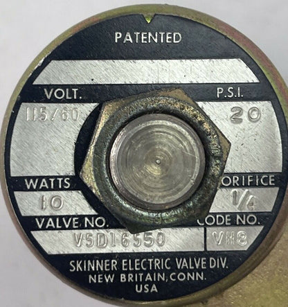 SKINNER V5D16550 SOLENOID VALVE 20PSI 115V 60HZ 10WATTS