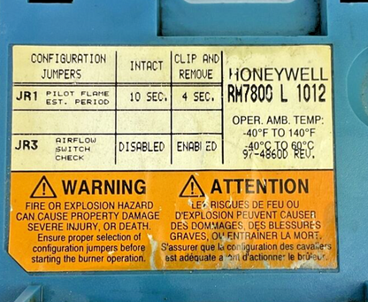 HONEYWELL RM7800L1012 INFRARED FLAME AMPLIFIER BURNER CONTROL