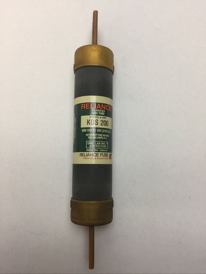 RELIANCE KOS200 CLASS K5 ONE TIME FUSE 200AMP 600VAC