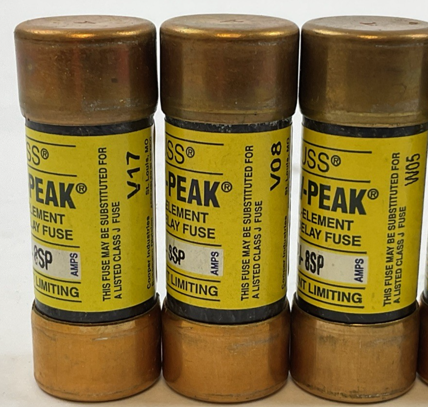 BUSS LPJ-8SP LOW-PEAK FUSE 8AMP 600VAC 300VDC (LOT OF 6)